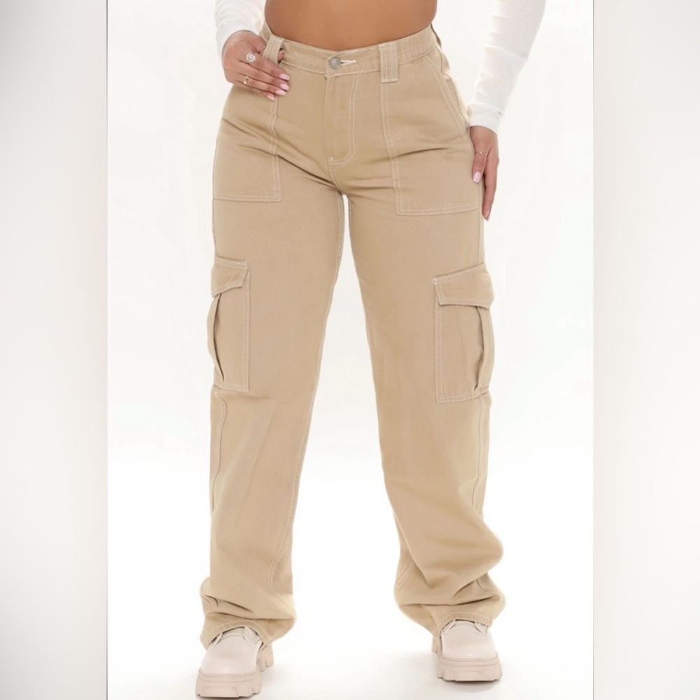 Fashion Nova Give Me A Break‎ Cargo Carpenter Jeans Khaki Cargo 90’s Baggy Pants